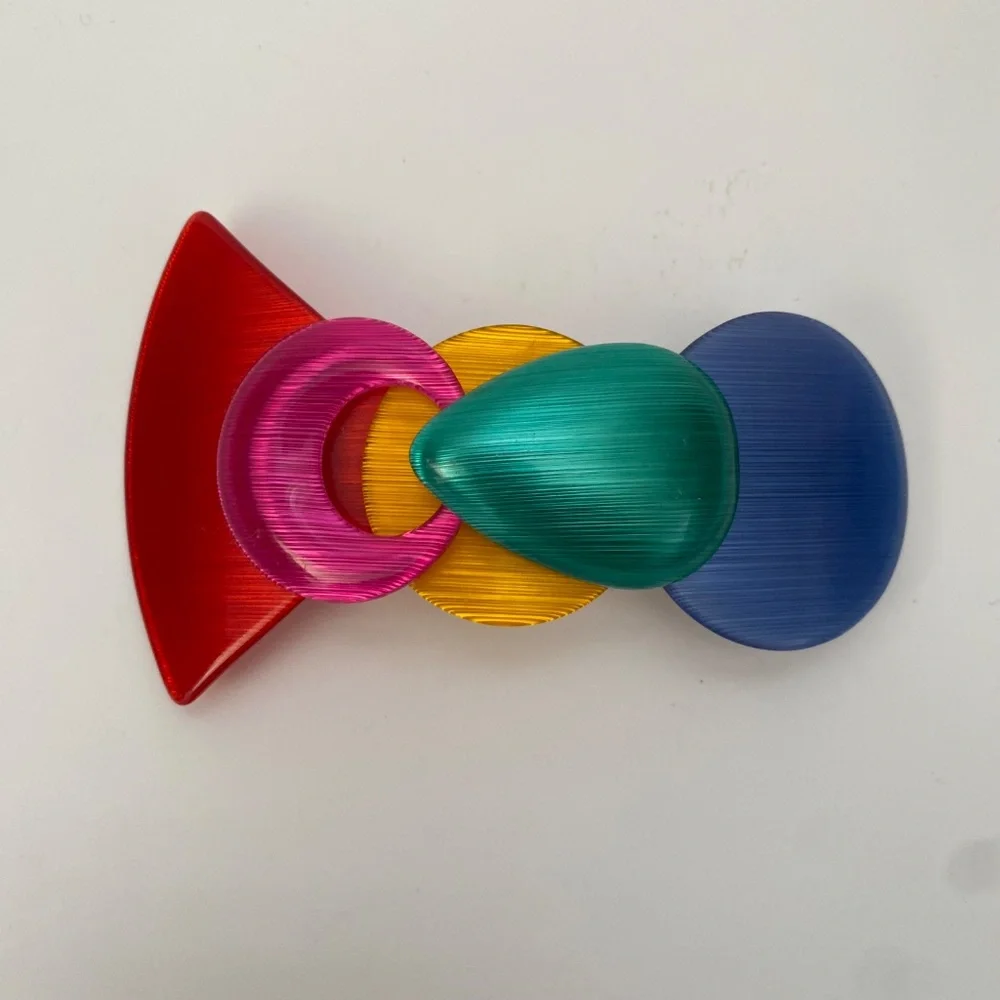 Vintage Hair Clip PostModern Colorful Lucite Acrylic Plastic Pop Art Geometric